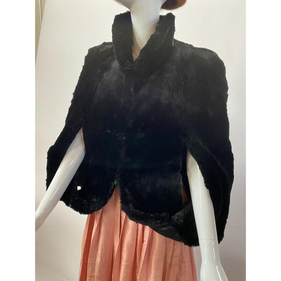 Vintage Black Fur Cape